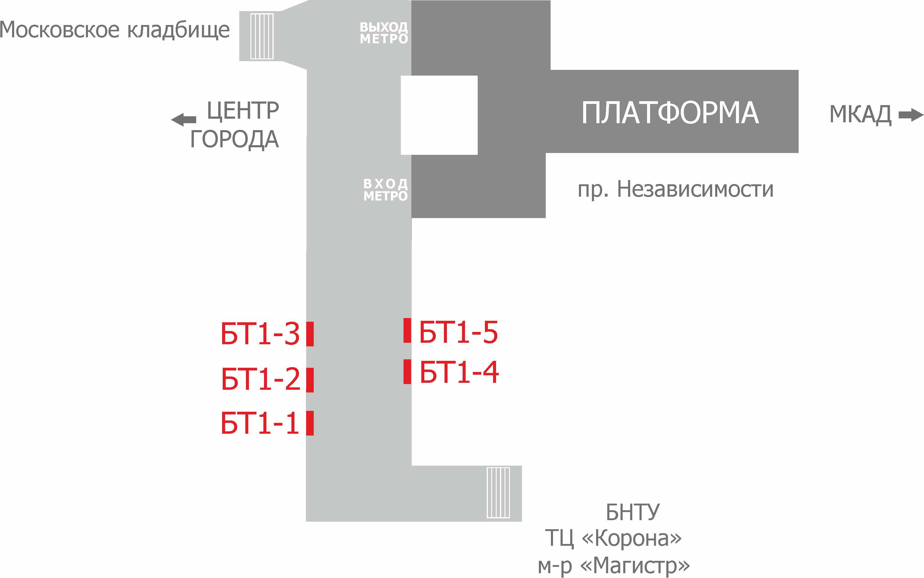 Схема расположения рекламных мест в переходе метро ст.м Борисовский тракт reklama-on.by